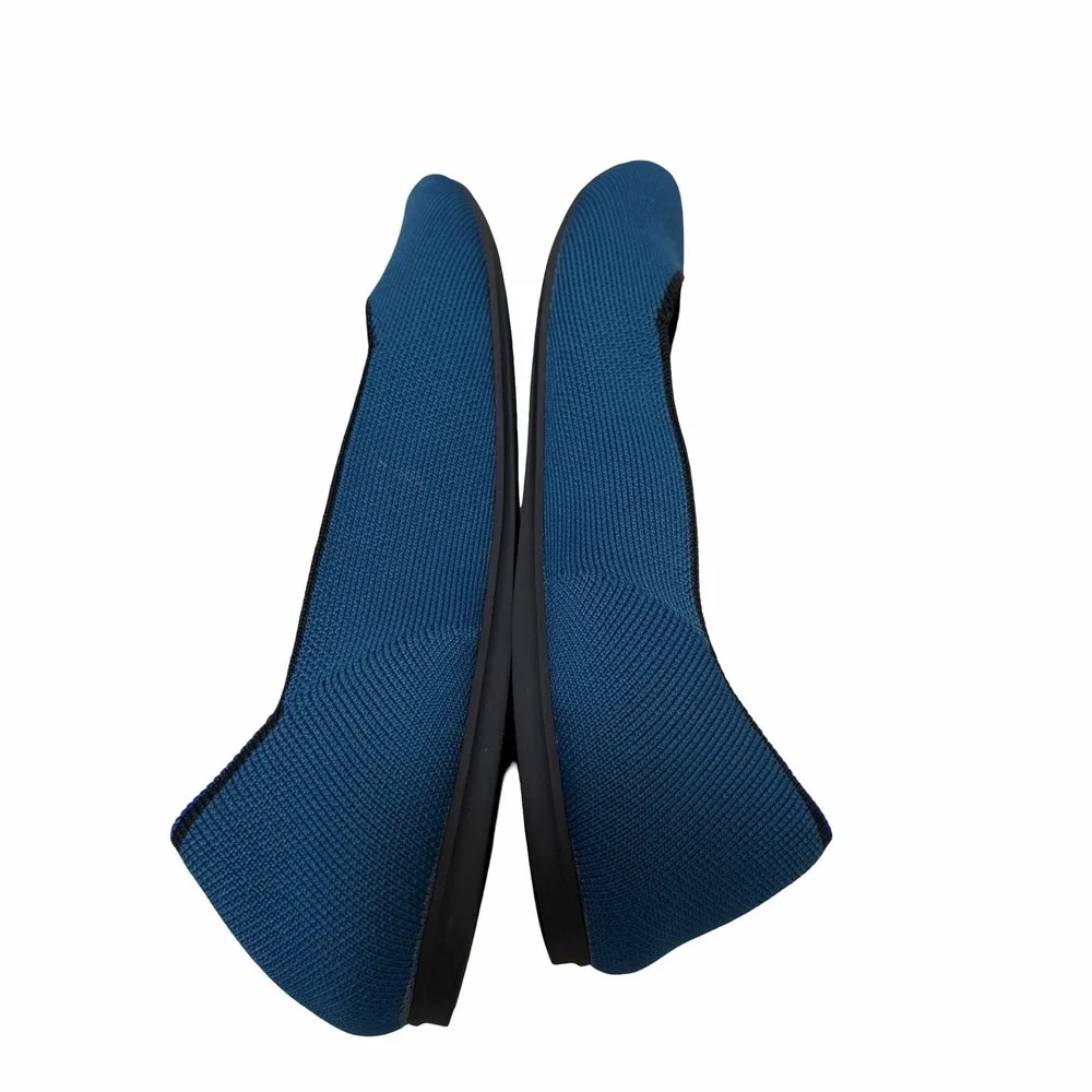 Rothys Womens Round Toe Knit Ballet Flats US 9.5 EU 40.5 Blue Machine‎ Washable
